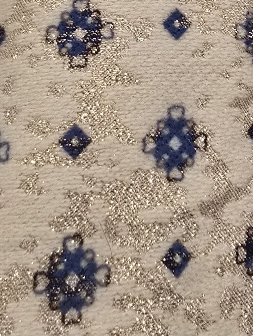 Miami Cream Brocade Shimmery Skirt with Blue Floral Print And Beaded Waist.
